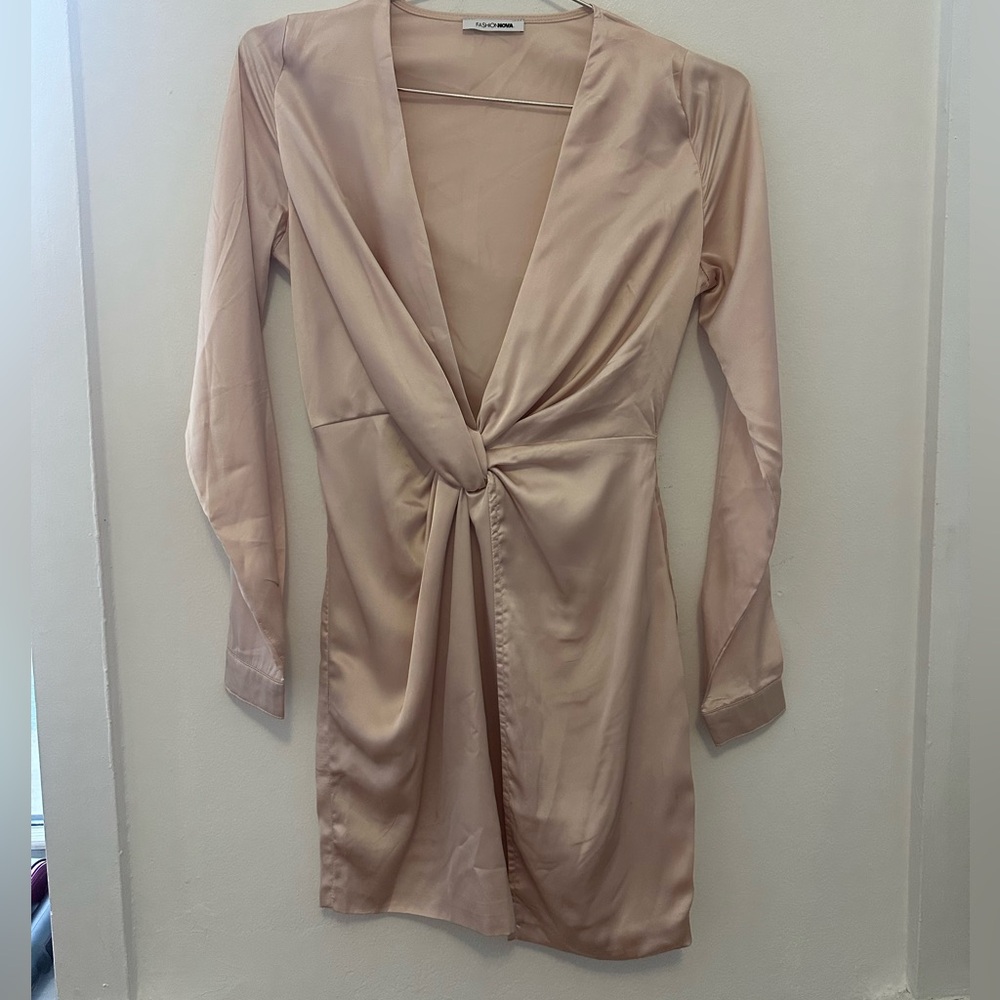Fashionnova Nude Satin Dress